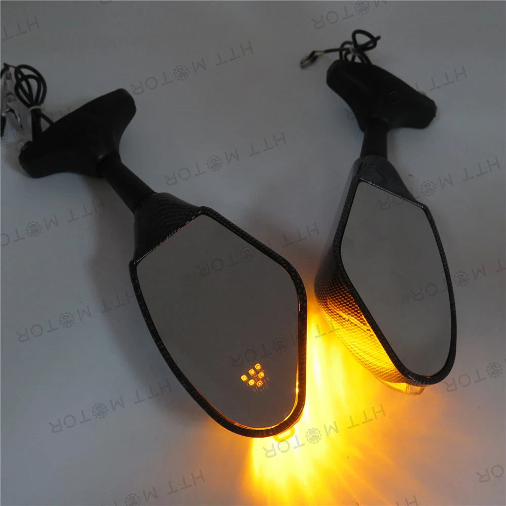 LED Turn Signal Side Mirrors for Honda CBR600 F4/F4i, Suzuki GSXR1000, 750, ZX9R