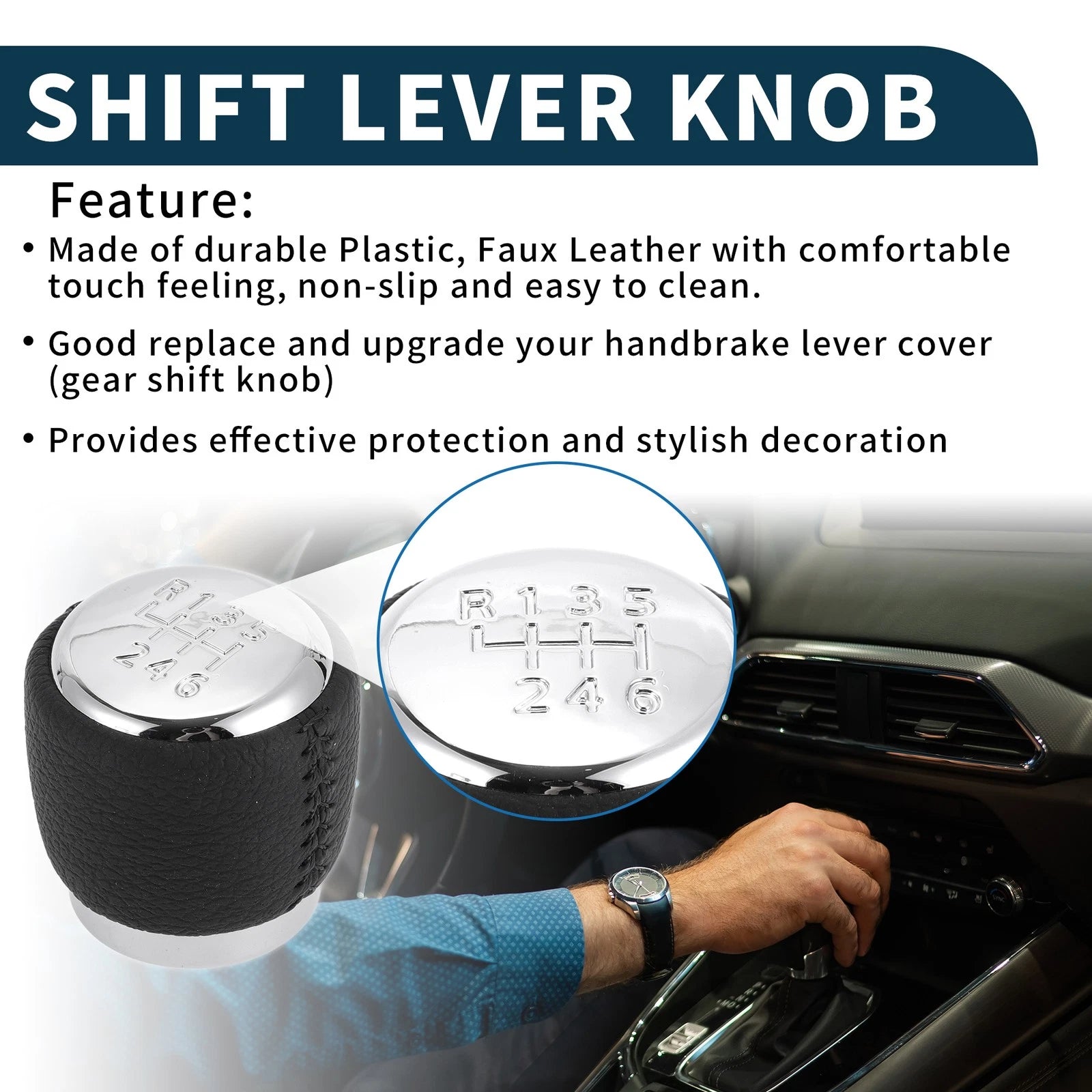 6 Speed Manual Gear Shift Knob for Toyota Auris (2008–2018) Plastic Leather