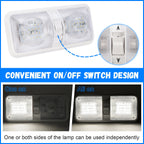 2X 12V LED White Ceiling Fixture Double Dome Light for RV Camper