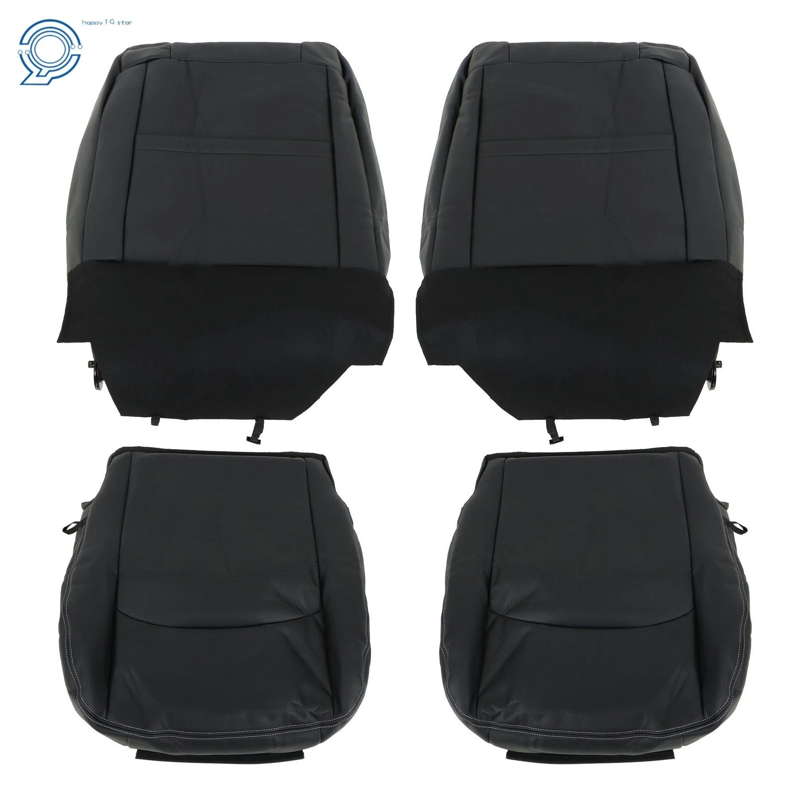 Set of 2 Black Leather Seat Covers for Ram 1500 (2013–2018)
