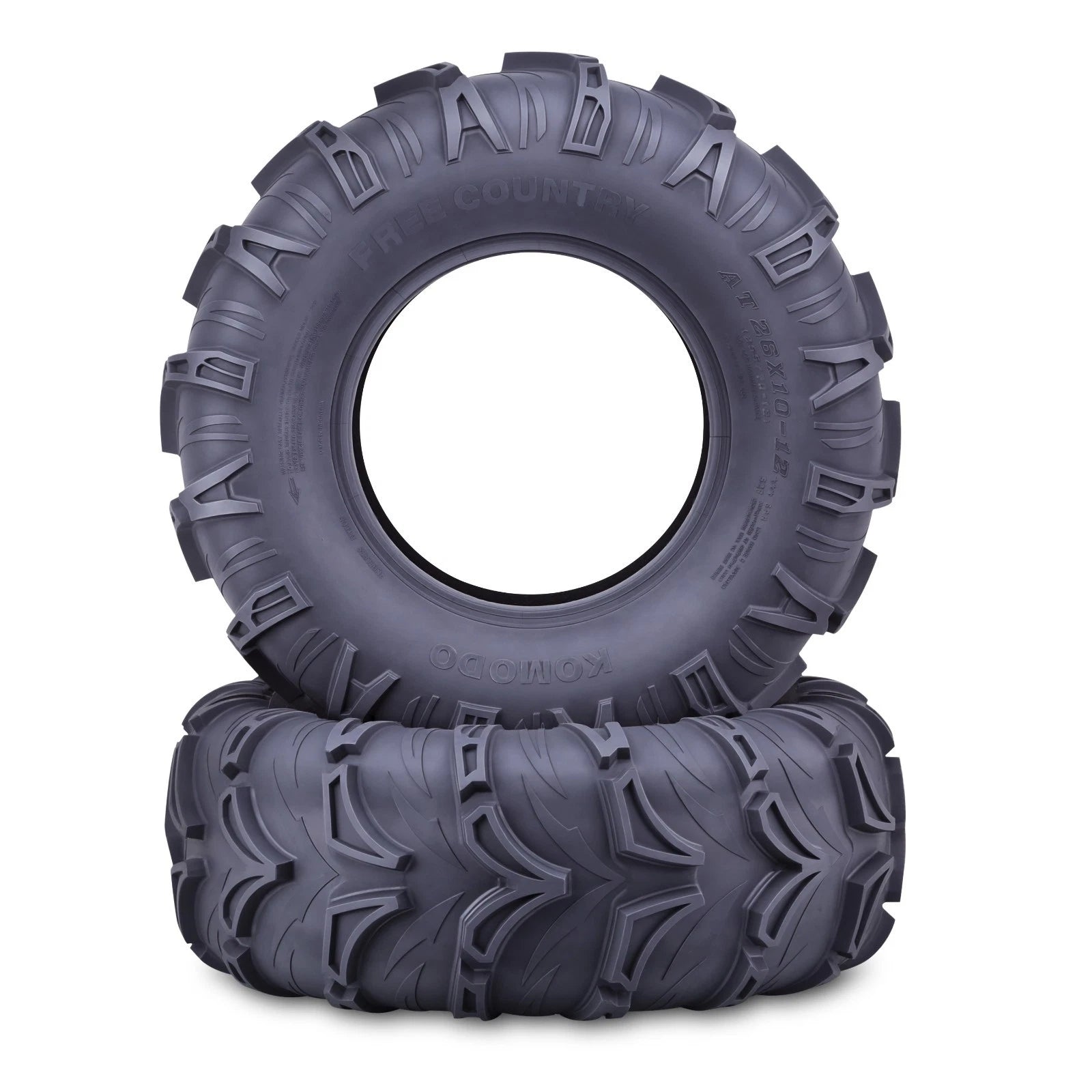 Set of 2 Free Country 26X10-12 UTV ATV Tires 6-Ply Mud Zest