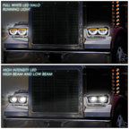 LED Halo Ring DRL Turn Signal Headlights for Peterbilt 359 379 389 (1981–2021)