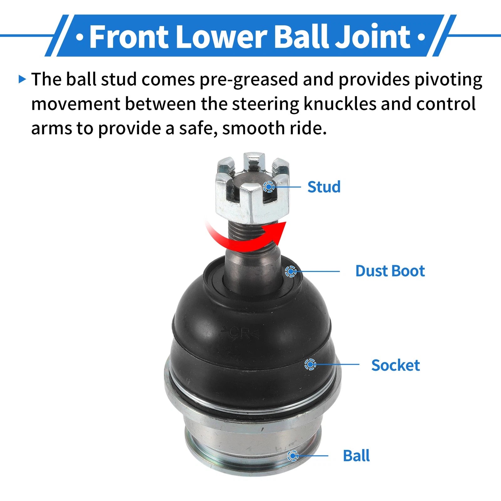2X Front Lower Ball Joints for Toyota Land Cruiser Prado (2002–2010) No. 43330-60010