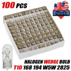 100 Pack 194 Halogen Signal Wedge Bulb T10 3W3 168 for Various Vehicles