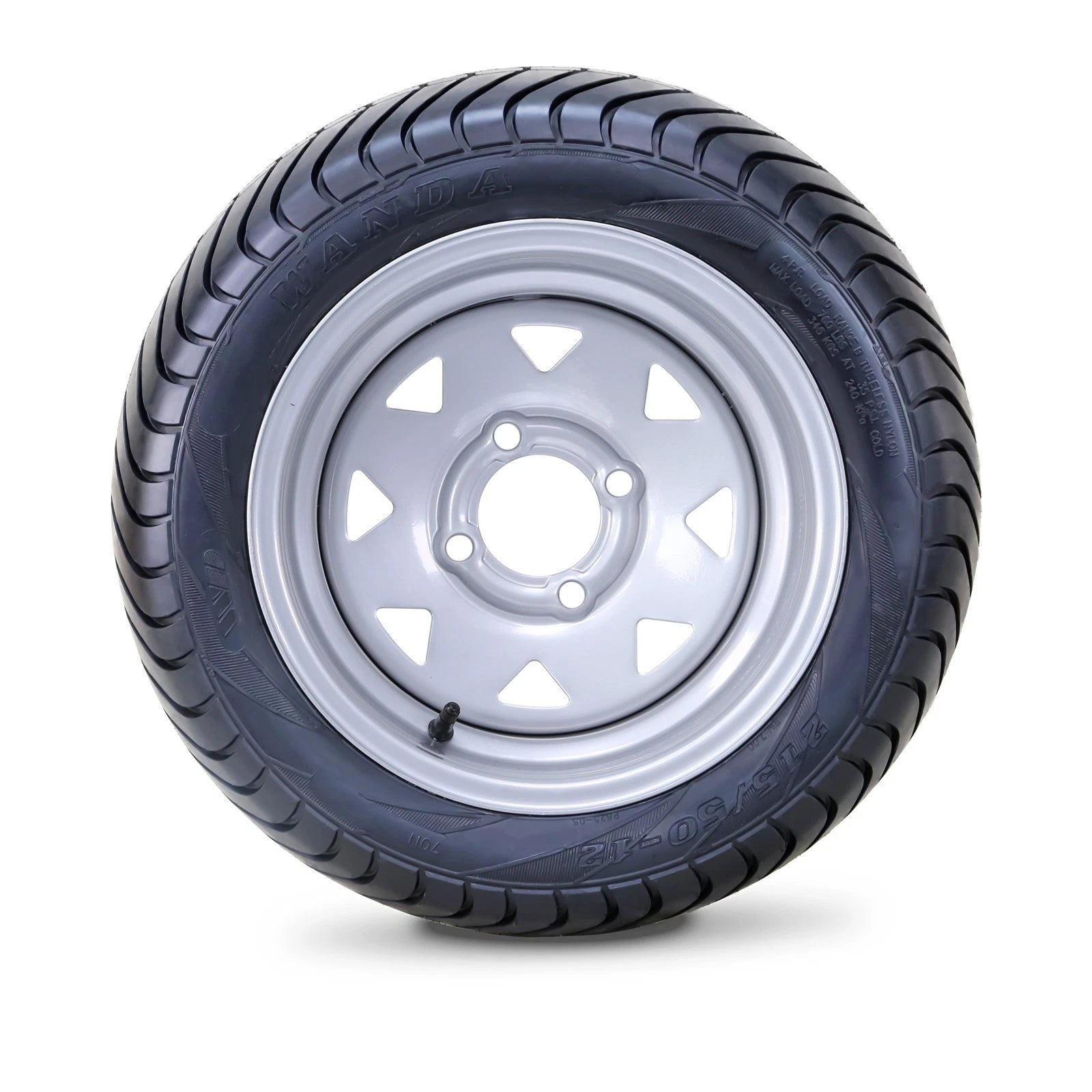 WANDA Golf Cart Tire Assembly 215/50-12 on 4x4" ET-25.4 Silver Wheel (14008)
