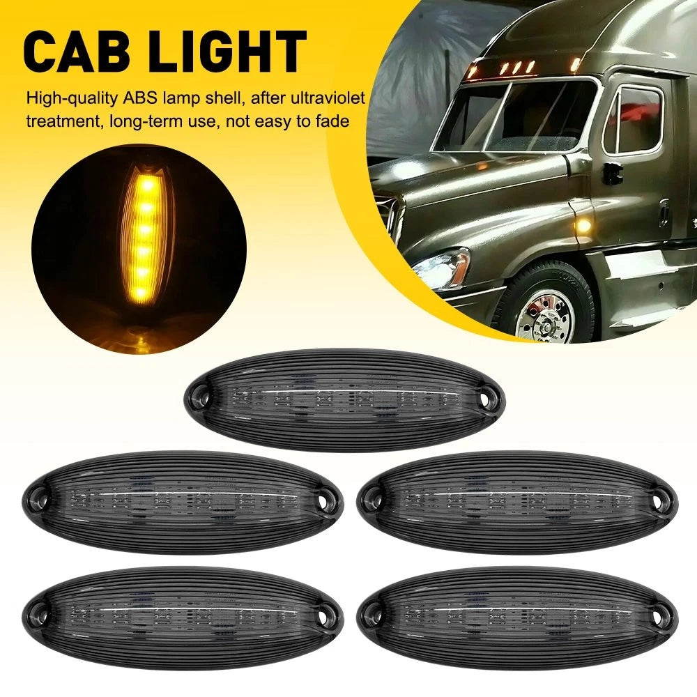 5X LED Roof Marker Lights Amber Smoked for Freightliner Cascadia (2008–2025)