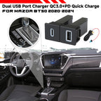 USB-C PD + USB-A QC3.0 Fast Charger Kit for Isuzu D-Max Mazda BT50 (2020–2024)