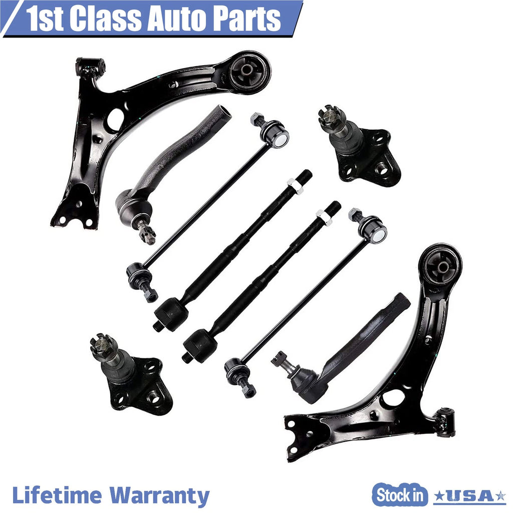 10pc Lower Control Arm Ball Joint Tie Rod Sway Bar for Toyota Corolla (2003–2008)