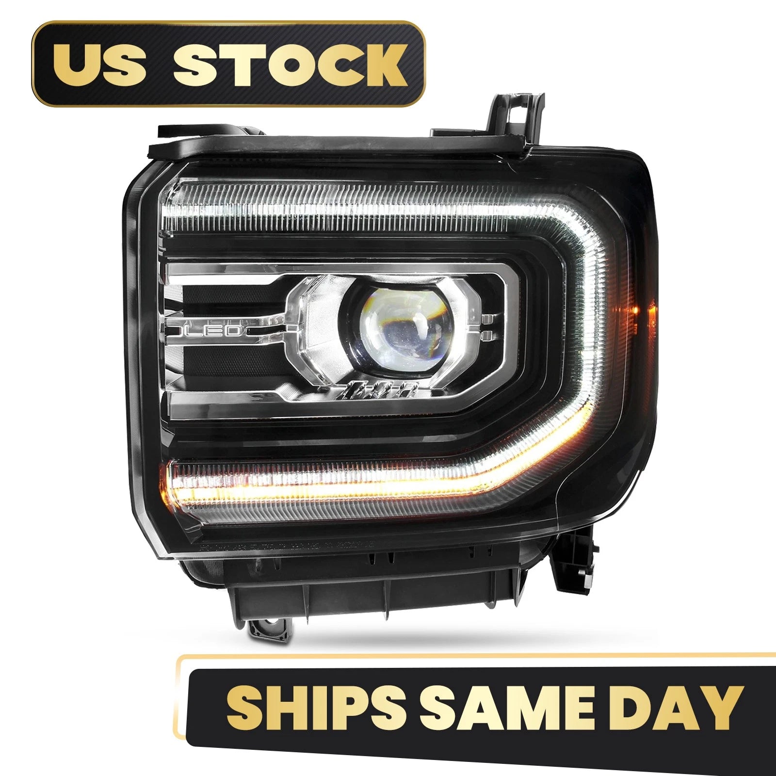 Full LED Projector Headlight Left Driver Side for GMC Sierra 1500 (2016–2018)