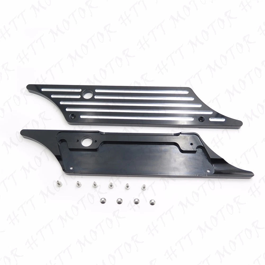 Black Billet Saddlebag Latch Cover for Harley Touring (1993–2013)