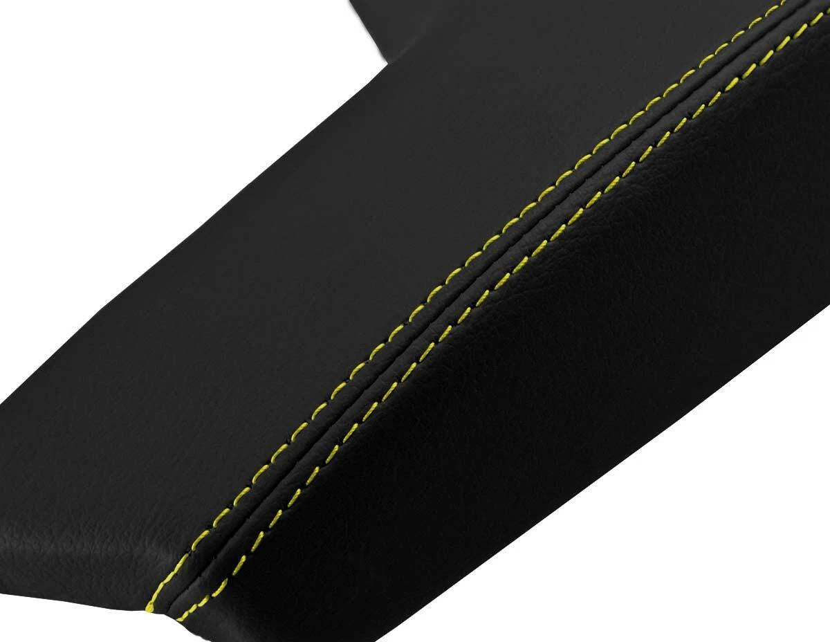Leather Console Lid Armrest Cover for Buick Regal (2011–2017) Black Yellow Stitch