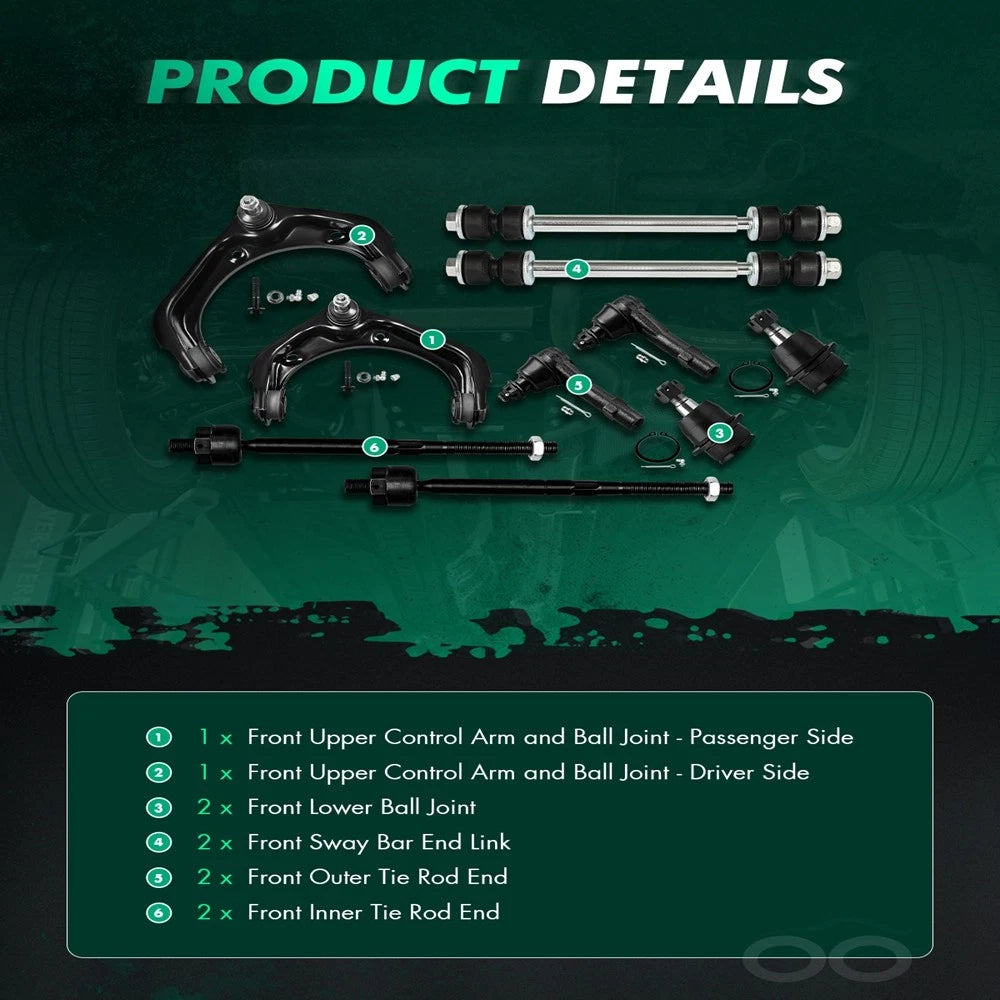 Set of 10 Front Upper Control Arms Sway Bars Ball Joints for Ford Explorer (2006–2010)