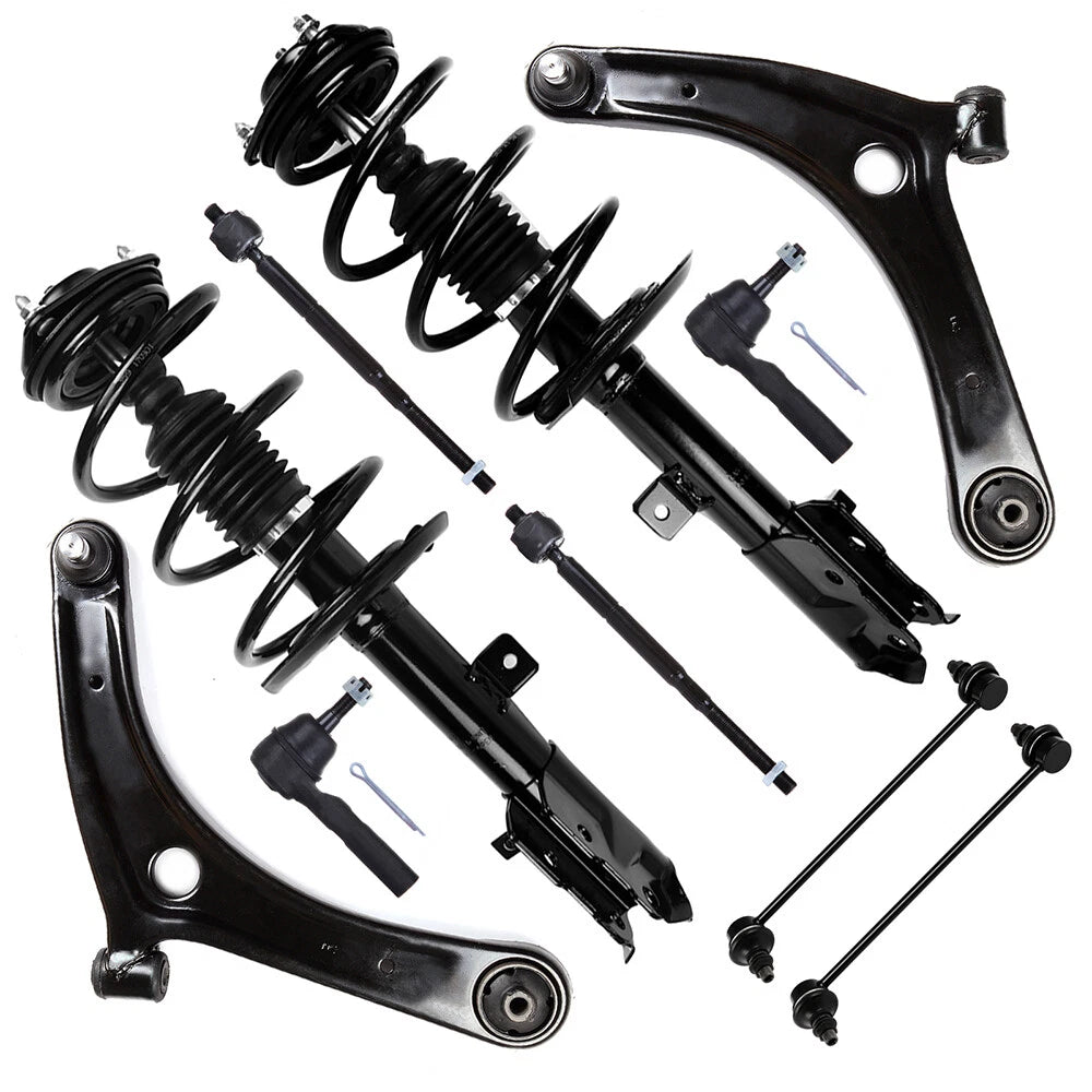 Set of 4 Struts Lower Control Arms Tie Rods Sway Bars for Dodge Caliber (2007–2012)