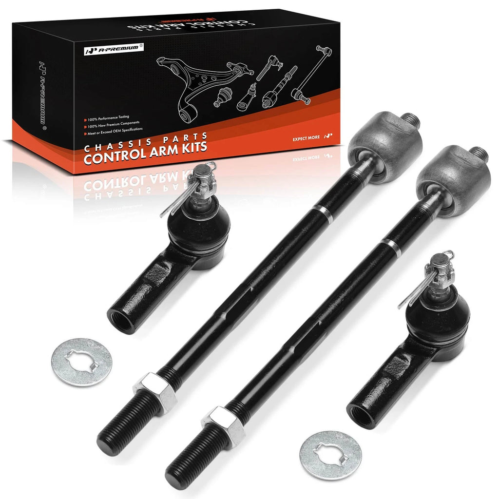 4x Front Inner & Outer Tie Rod End Kit for Toyota Tacoma (2005–2015) RWD