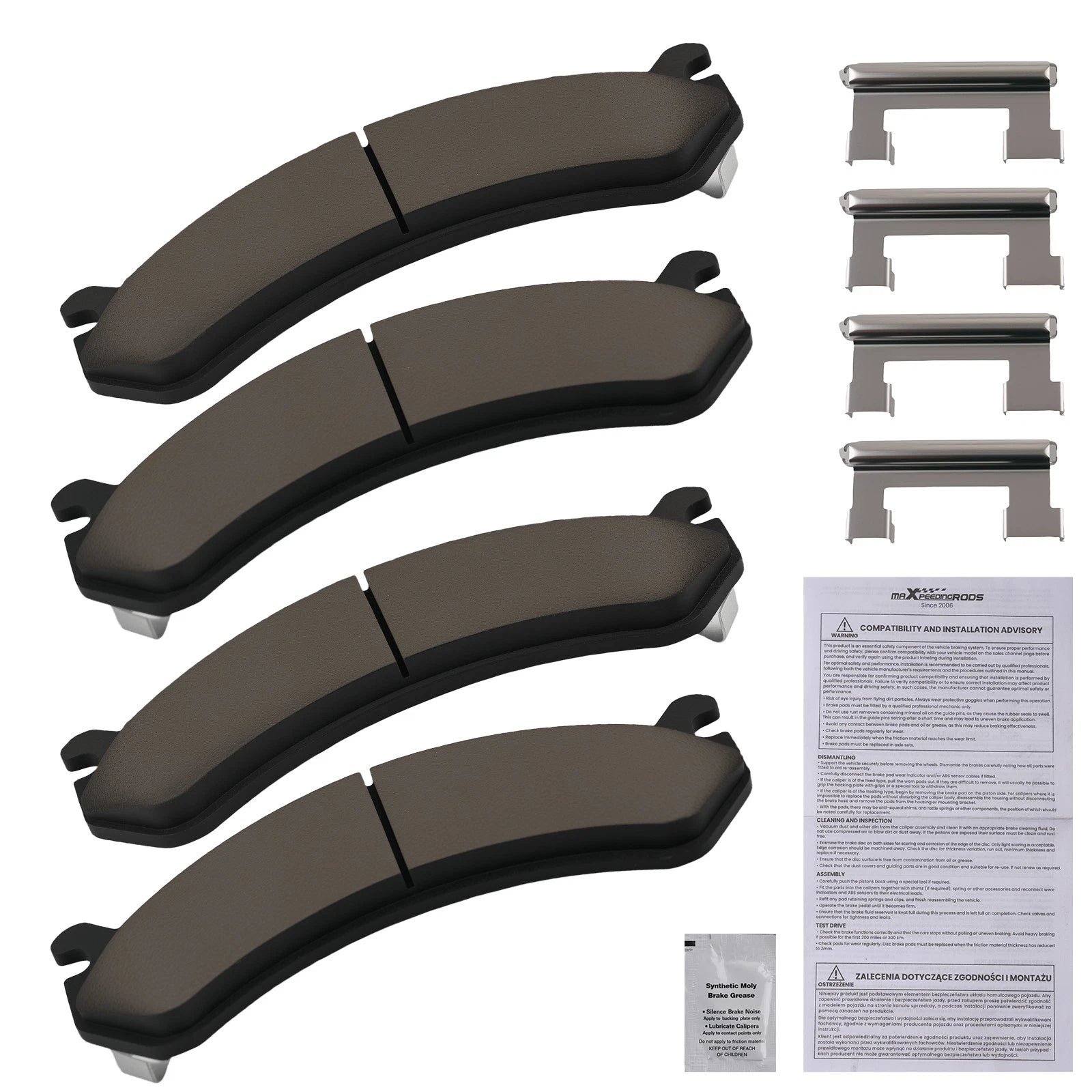 Front Ceramic Brake Pads Set of 4 for Chevrolet Avalanche, Express, Silverado, Suburban (2001–2013)