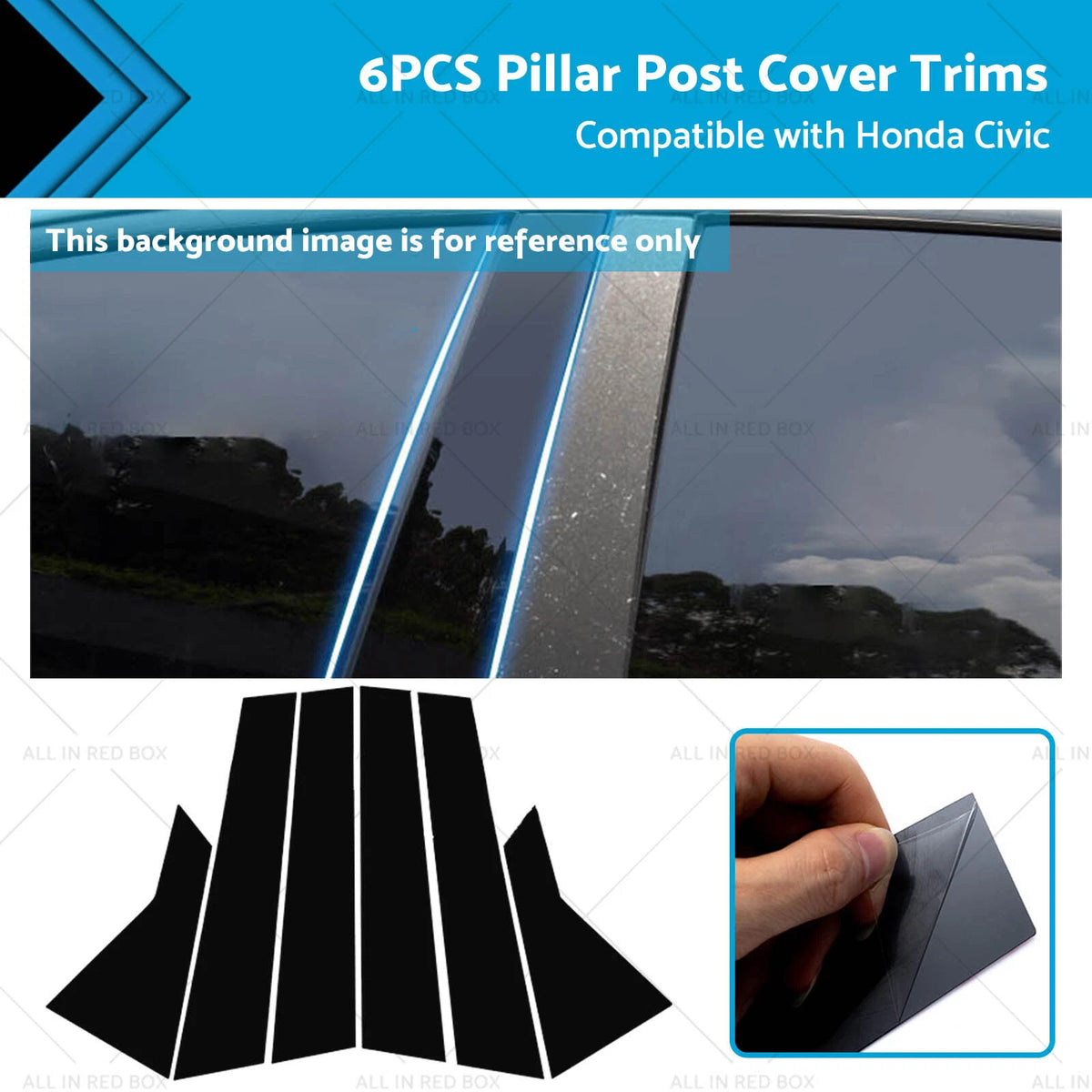 6x Black Pillar Post Cover Trim for Honda Civic (2022)