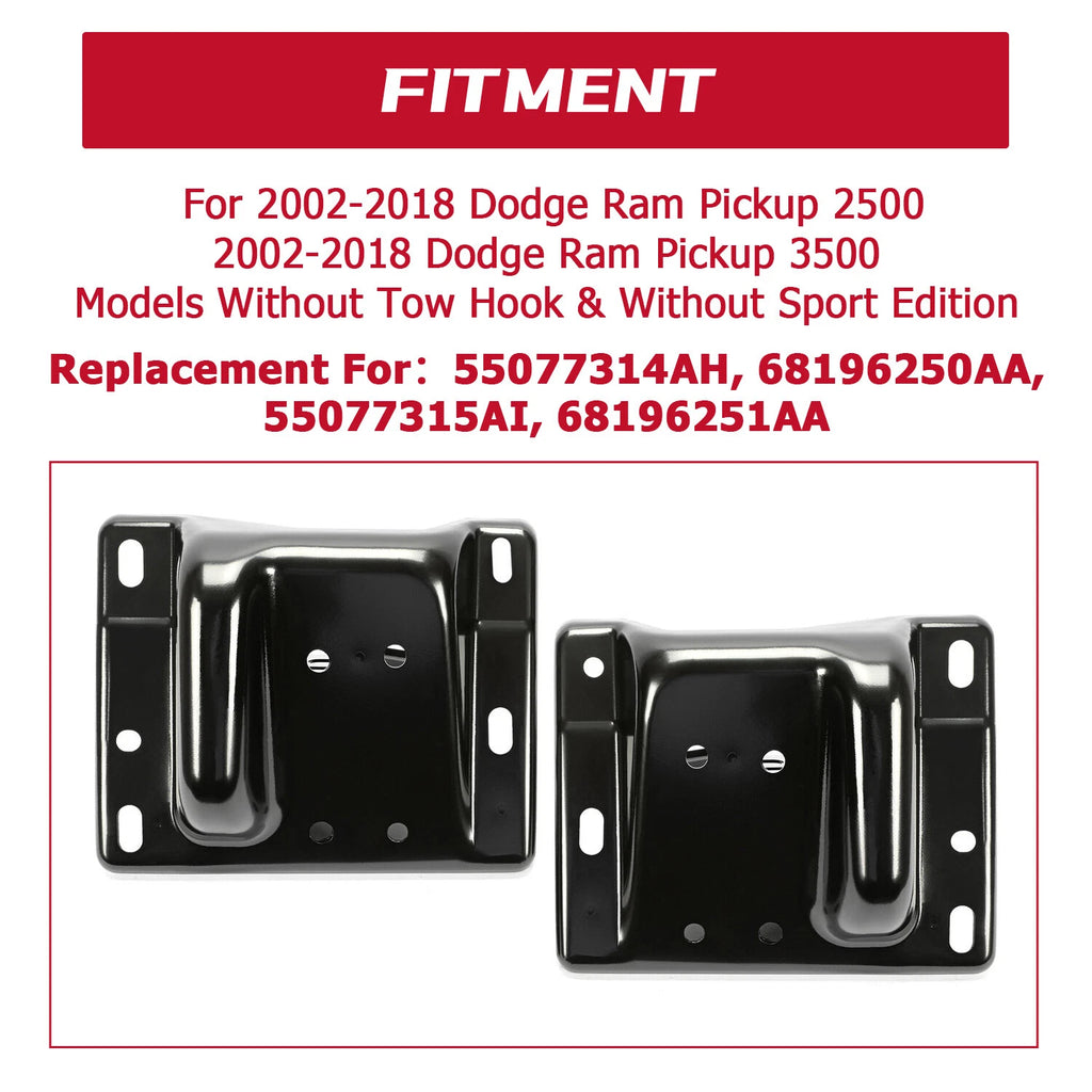Set of 2 Front Bumper Brackets for Dodge Ram 2500 (2003–2010, 2011–2018)