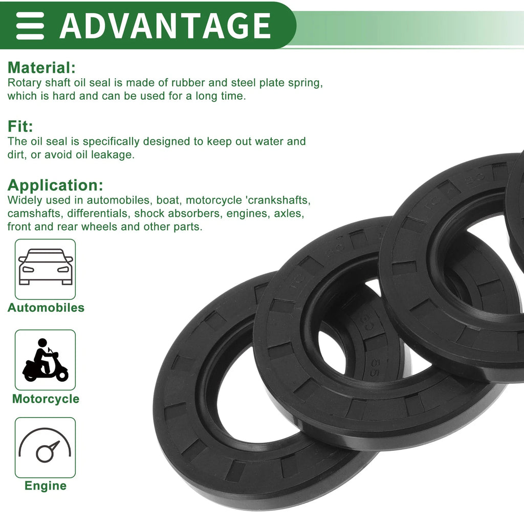 Set of 5 Oil Seal Ring for Rotary Shaft 30x55x7mm NBR Rubber