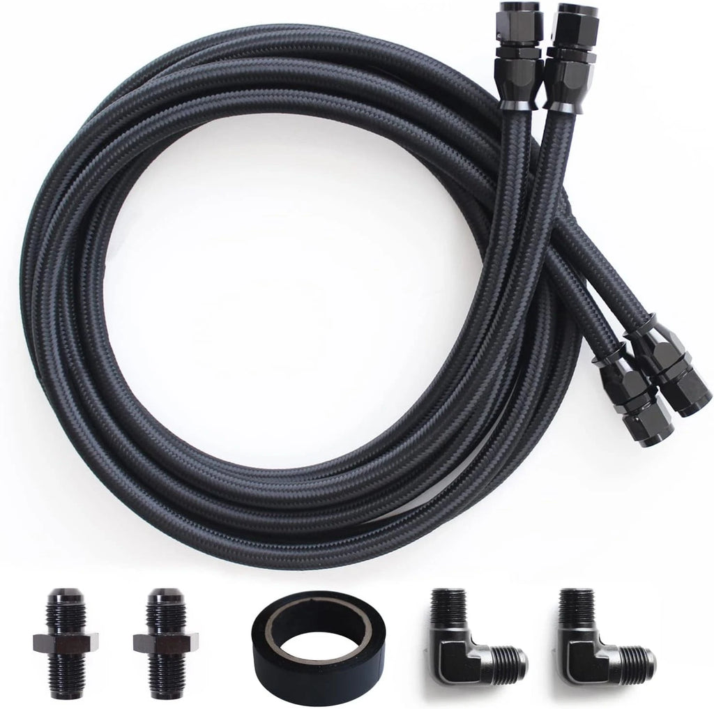 SS Braided Transmission Cool Hoses Lines Kit for Chevy Ford TH350 TH400 700R4
