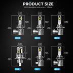 2X NOVSIGHT 9005 9006 H4 H7 H13 15000LM LED Headlight Bulbs (6500K)