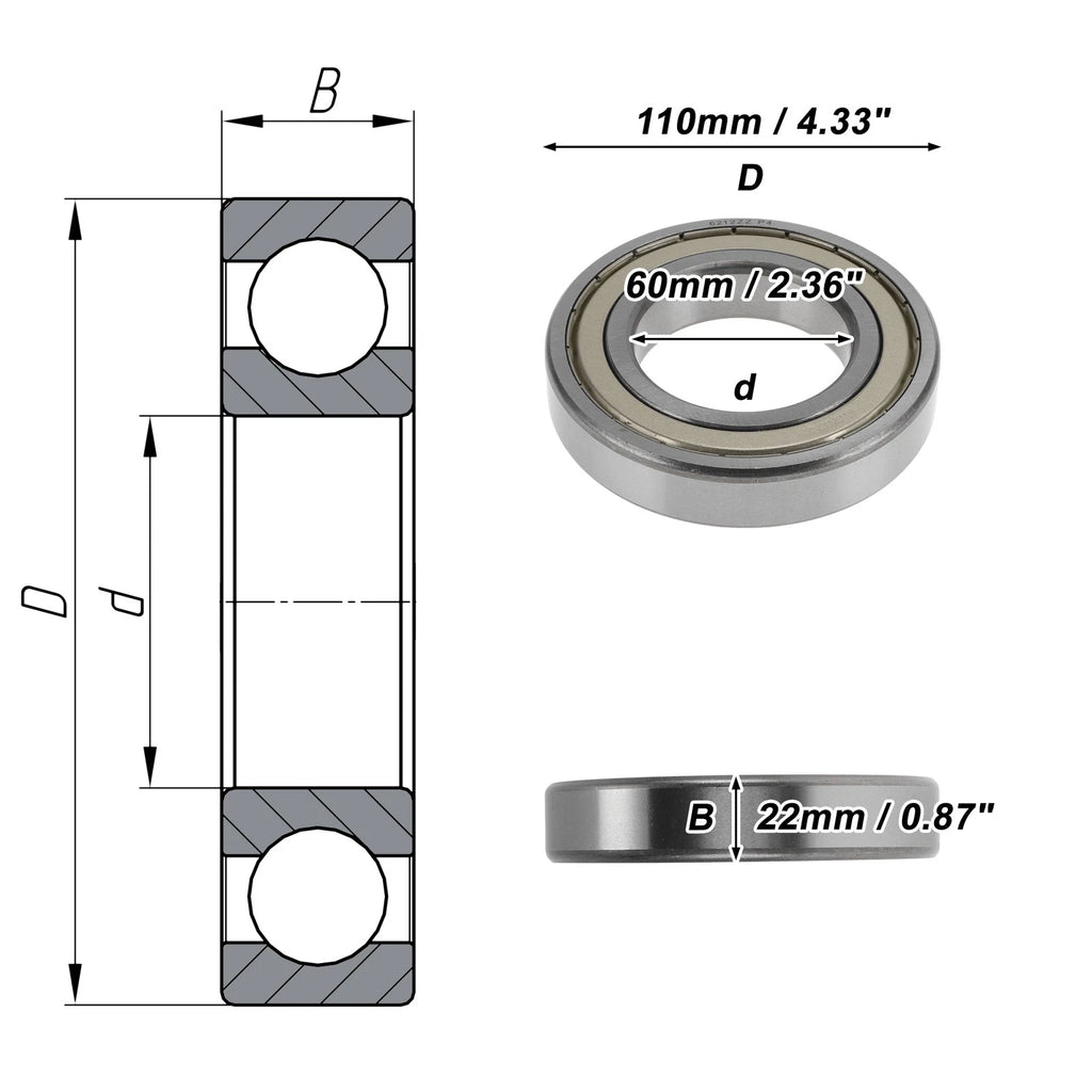 6212ZZ Deep Groove Ball Bearing for Various Models (60x110x22mm)