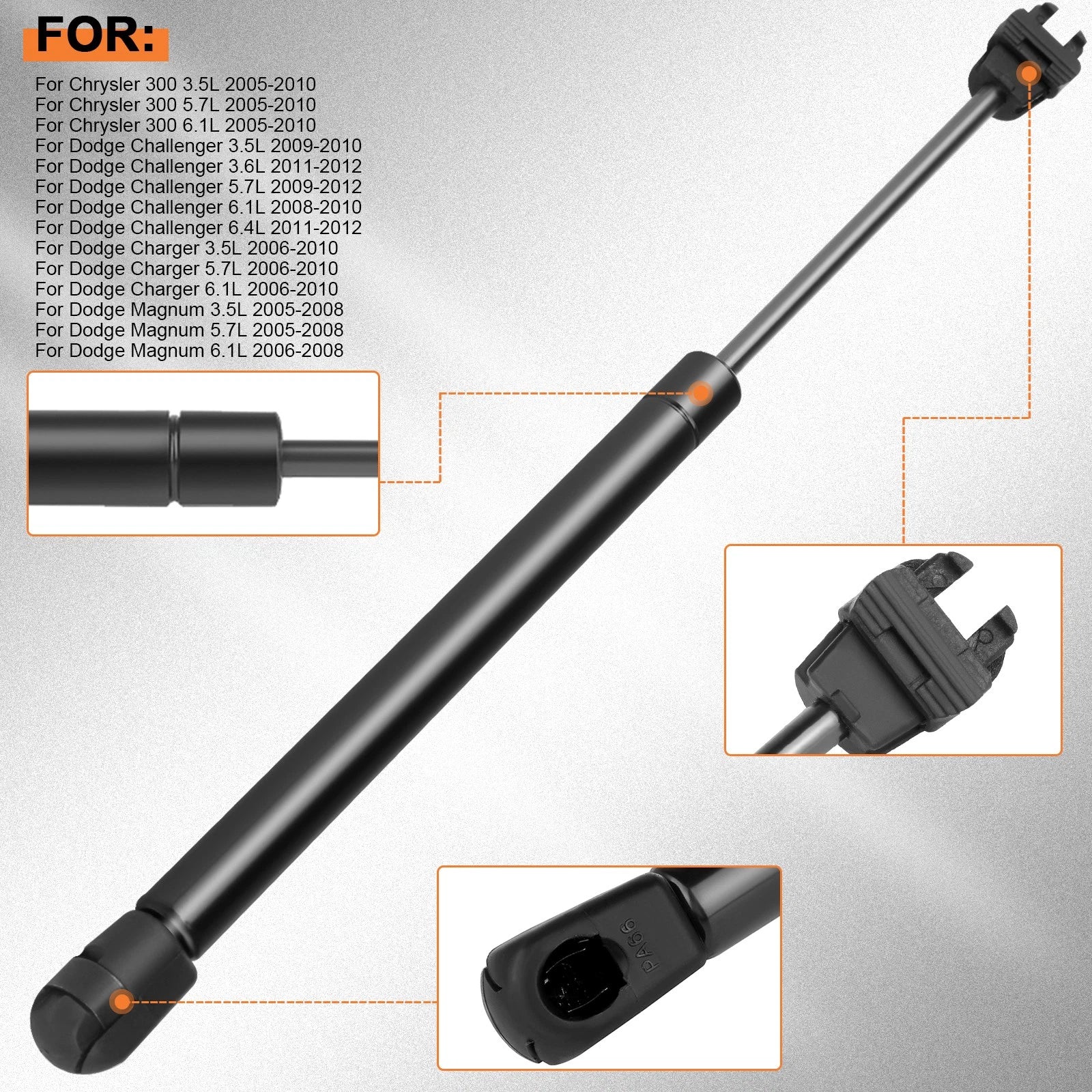 2X Hood Lift Support Shocks for Dodge Challenger Chrysler 300