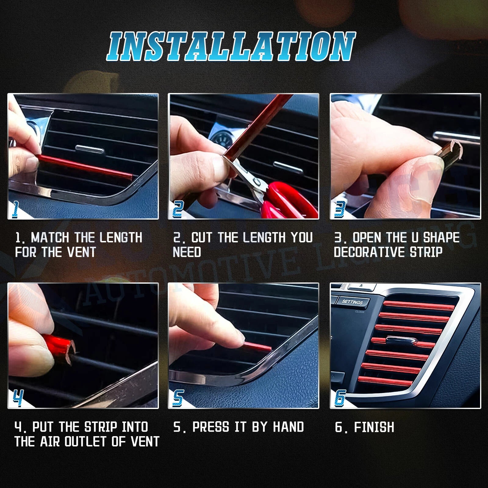 JDM Red Interior Air Vent Outlet Trim Cover for Lexus (10-Pack, 1990-2000)