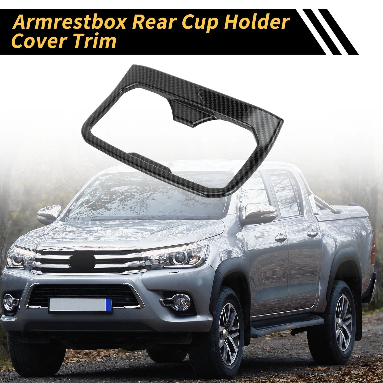 Carbon Fiber Pattern Armrest Box Rear Cup Holder Cover for Toyota Tacoma (2016–2023)
