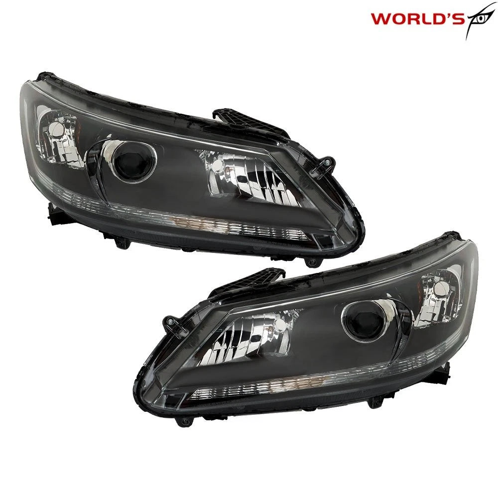 Set of 2 Headlights for Honda Accord (2013–2015) Black Housing