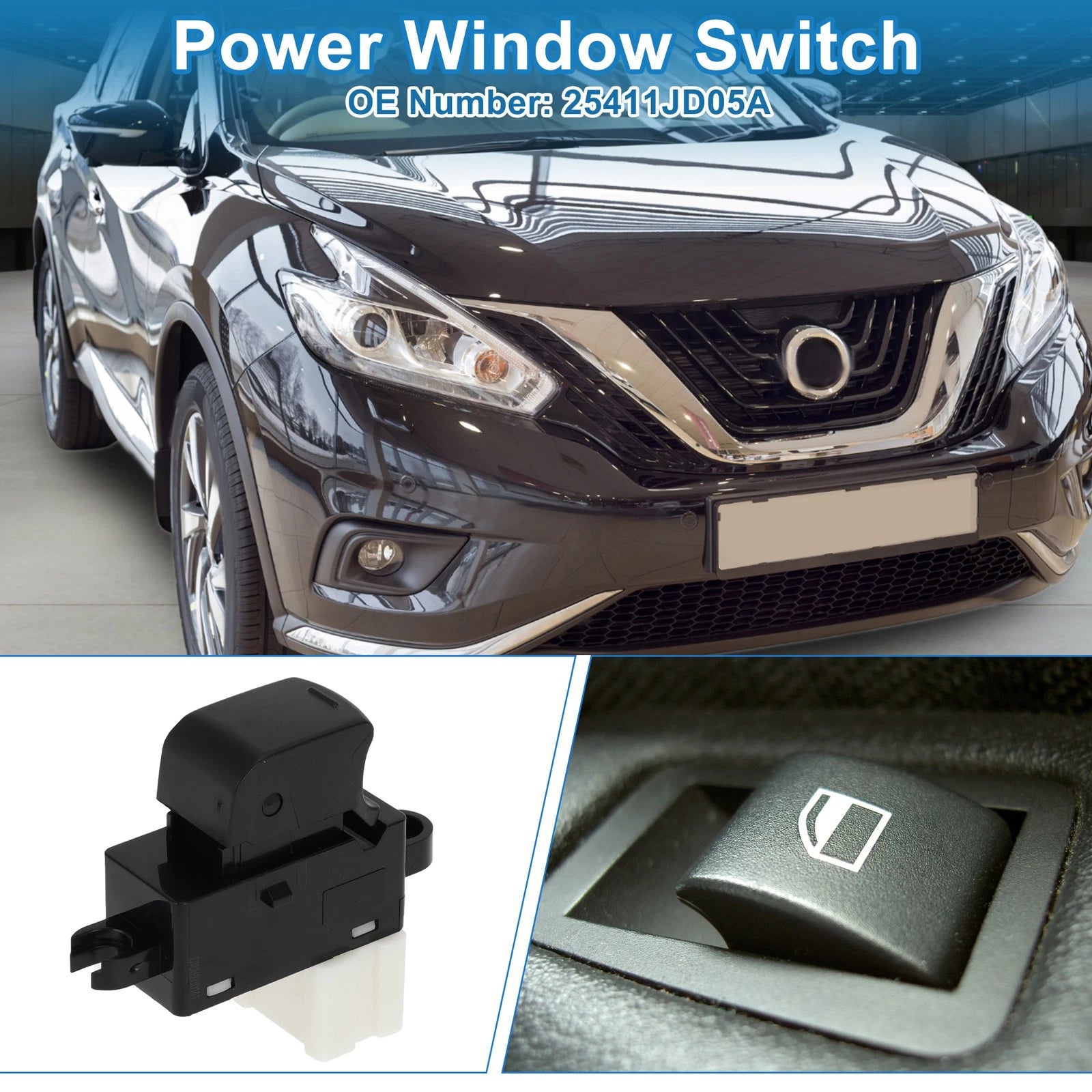 Passenger Side Power Window Switch for Nissan Murano (2011–2014) No. 25411JD05A