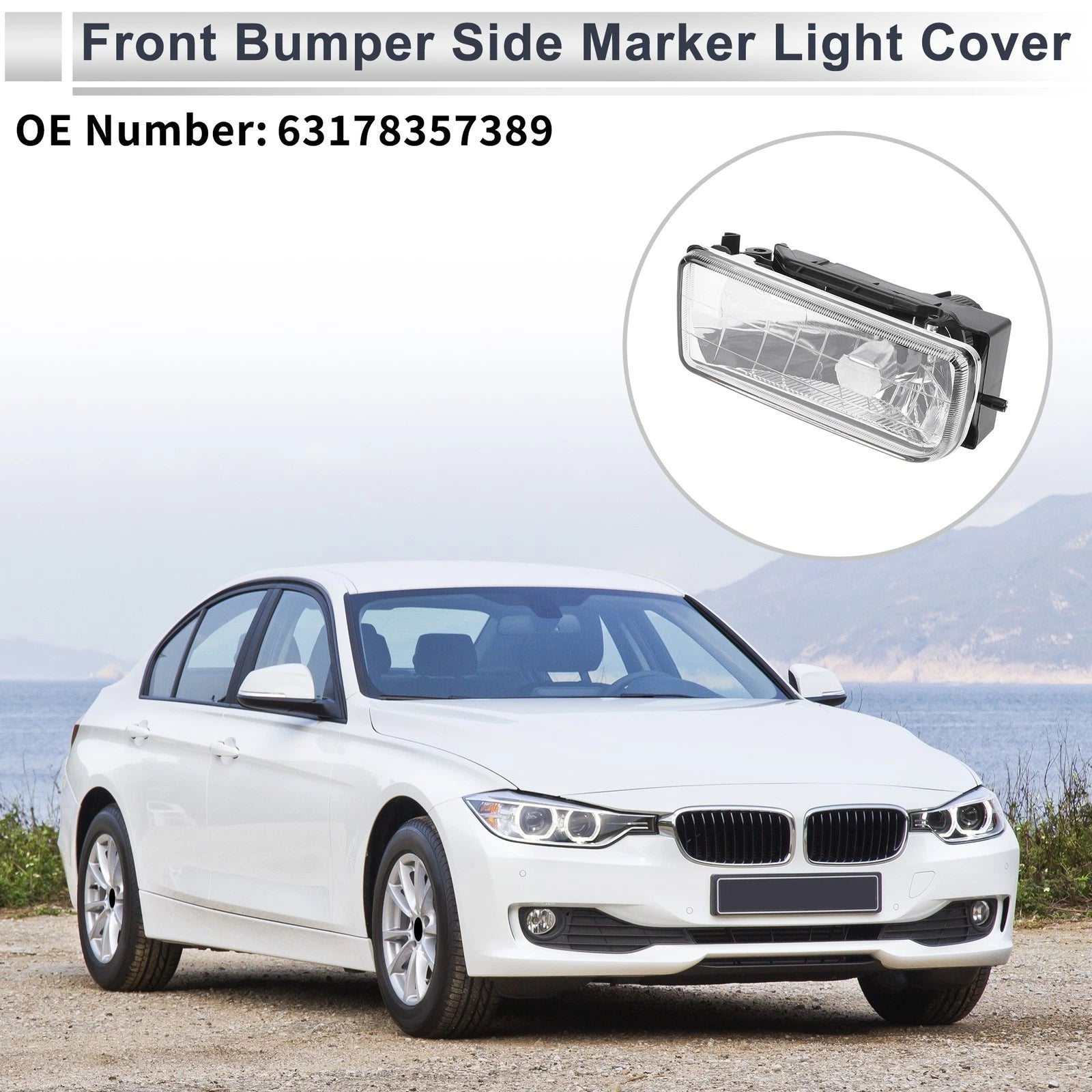 Left Front Bumper Side Marker Light Cover for BMW 3 Series (No. 63178357389)