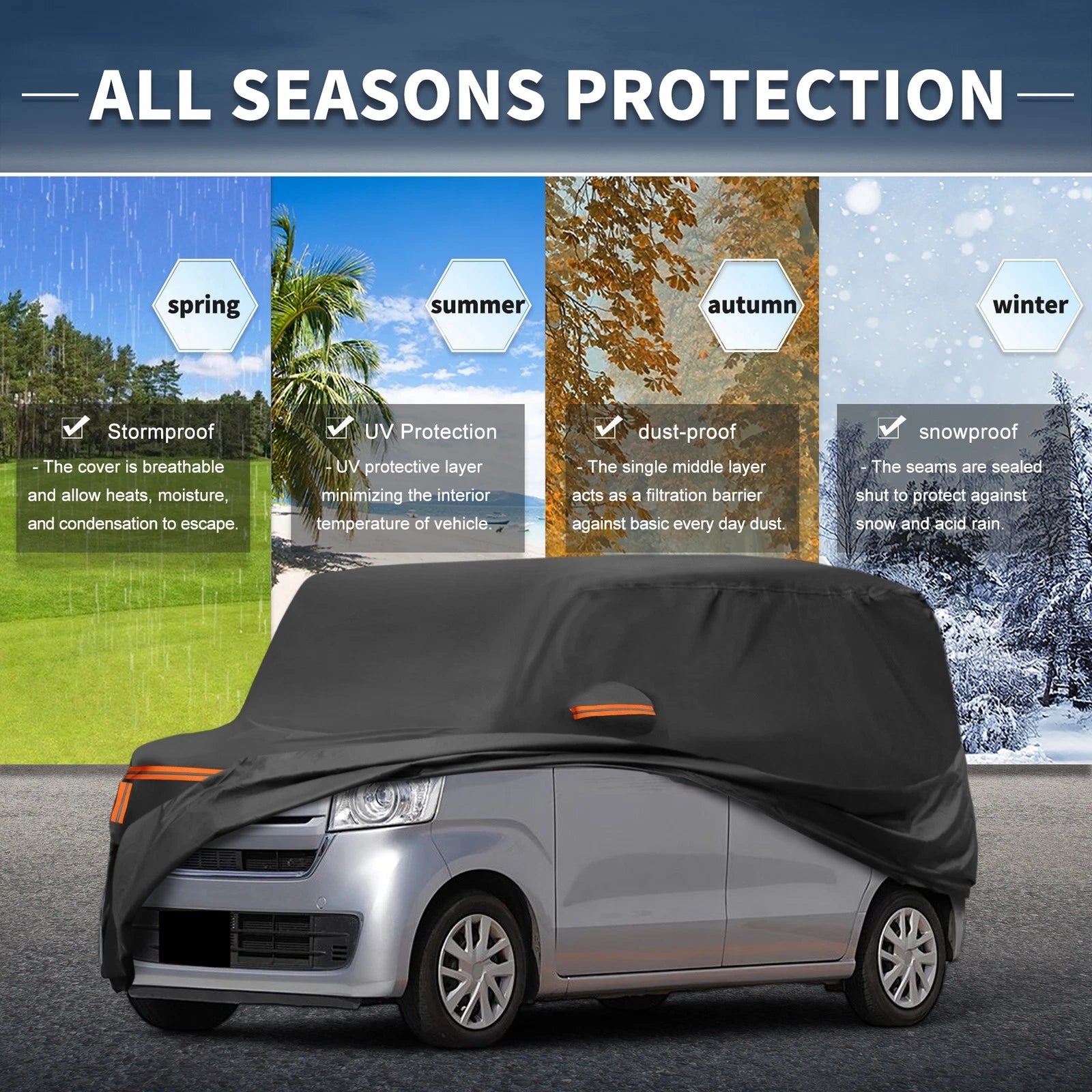 Waterproof Car Cover for Honda N-BOX (2012–2023) - Aluminum Film, Zipper