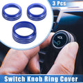 3 Pcs AC Audio Tune Switch Knob Ring Cover for Dodge Dart (2012–2018) Blue