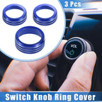 3 Pcs AC Audio Tune Switch Knob Ring Cover for Dodge Dart (2012–2018) Blue
