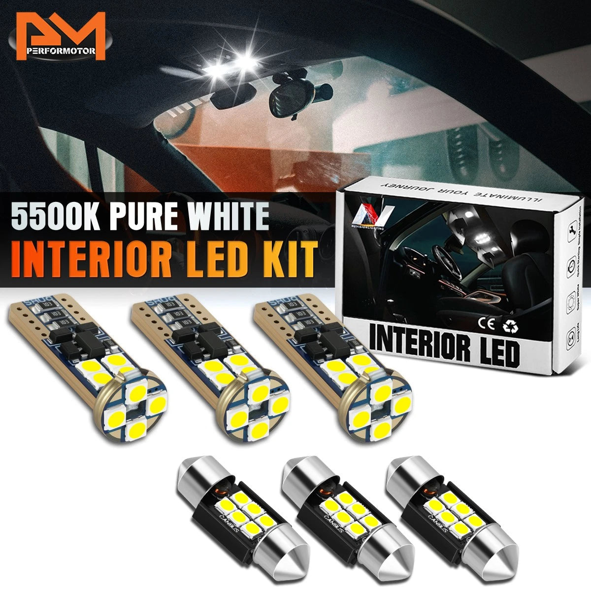 LED Dome License Plate Map Light Bulb Kit for Honda Civic (2006–2012) 6 Pcs