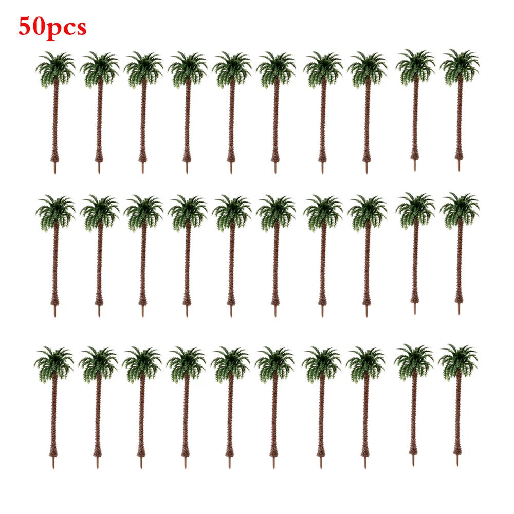 50pcs Coconut Palm Trees for Train Railway Diorama Landscape