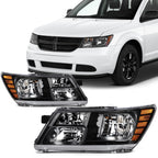 2X Halogen Headlights Assembly for Dodge Journey (2009–2020) Black Amber