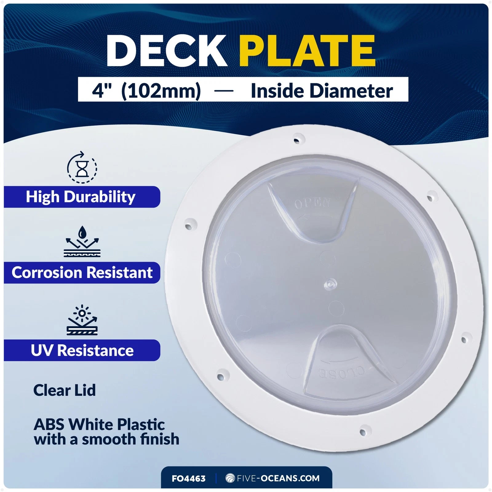 4" Round Inspection Deck Plate with Clear Lid for Marine Access Hatch