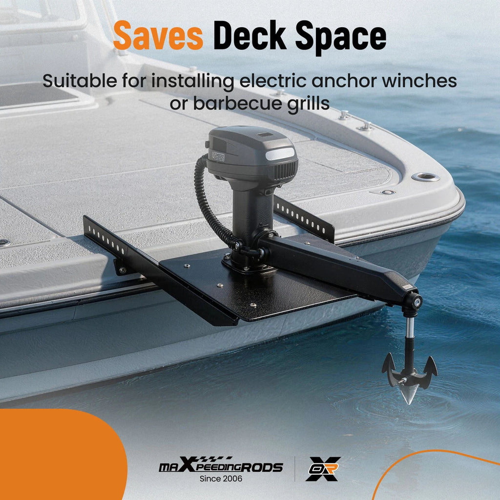 Boat Mount Platform for Universal Electric Anchor Winch (Adjustable, Black)