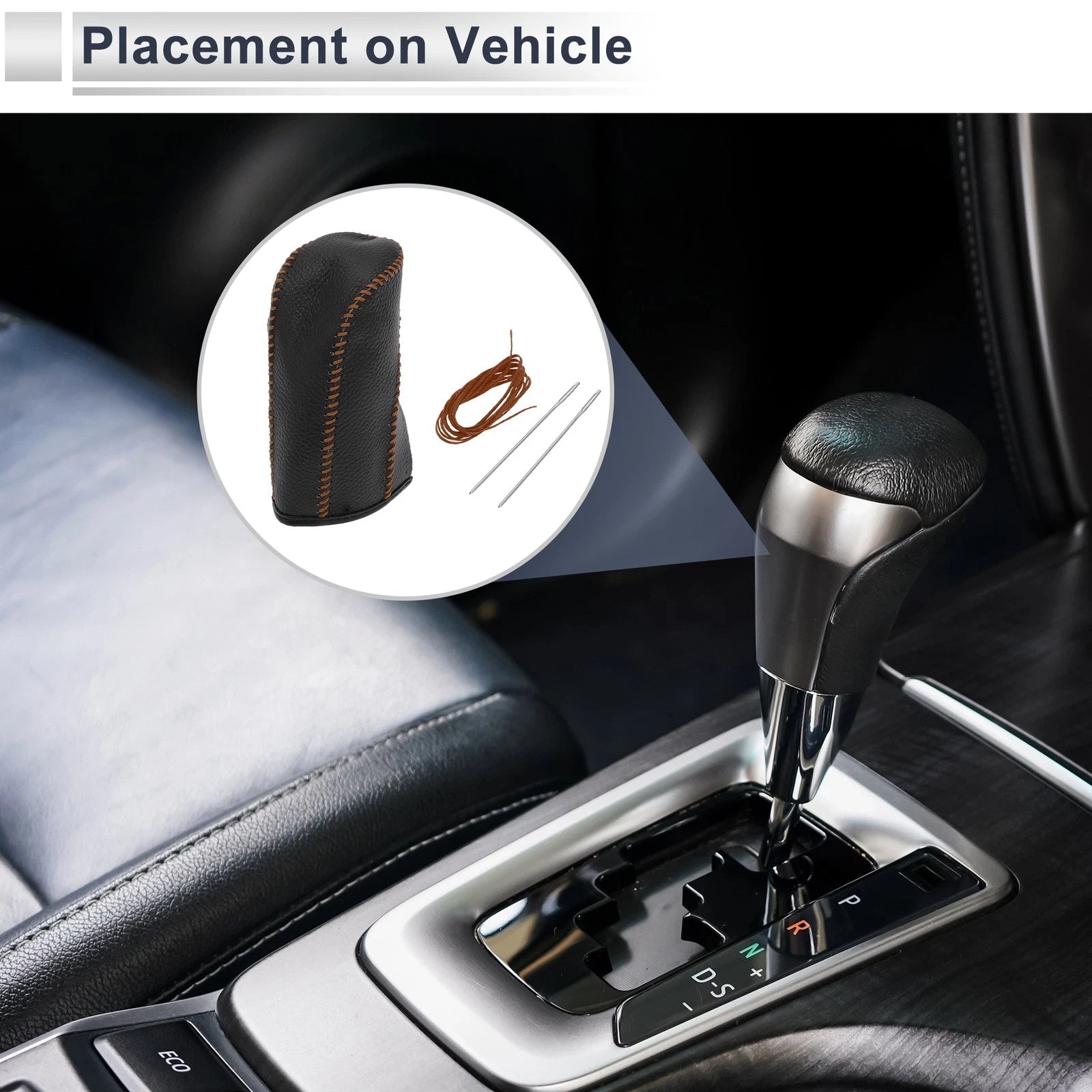 1 Pc Gear Shift Knob Cover for Nissan Tiida (2004–2012) Pebbled Black Brown
