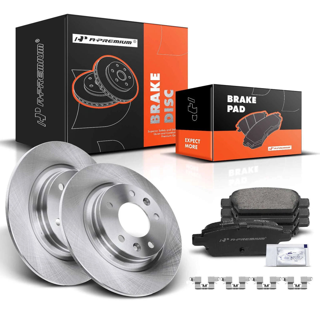 Set of 2 Rear Disc Brake Rotors & Ceramic Pads for Ford Fusion (2006–2011)