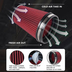 6" Universal Inlet Air Intake Cone Replacement Dry Air Filter RED