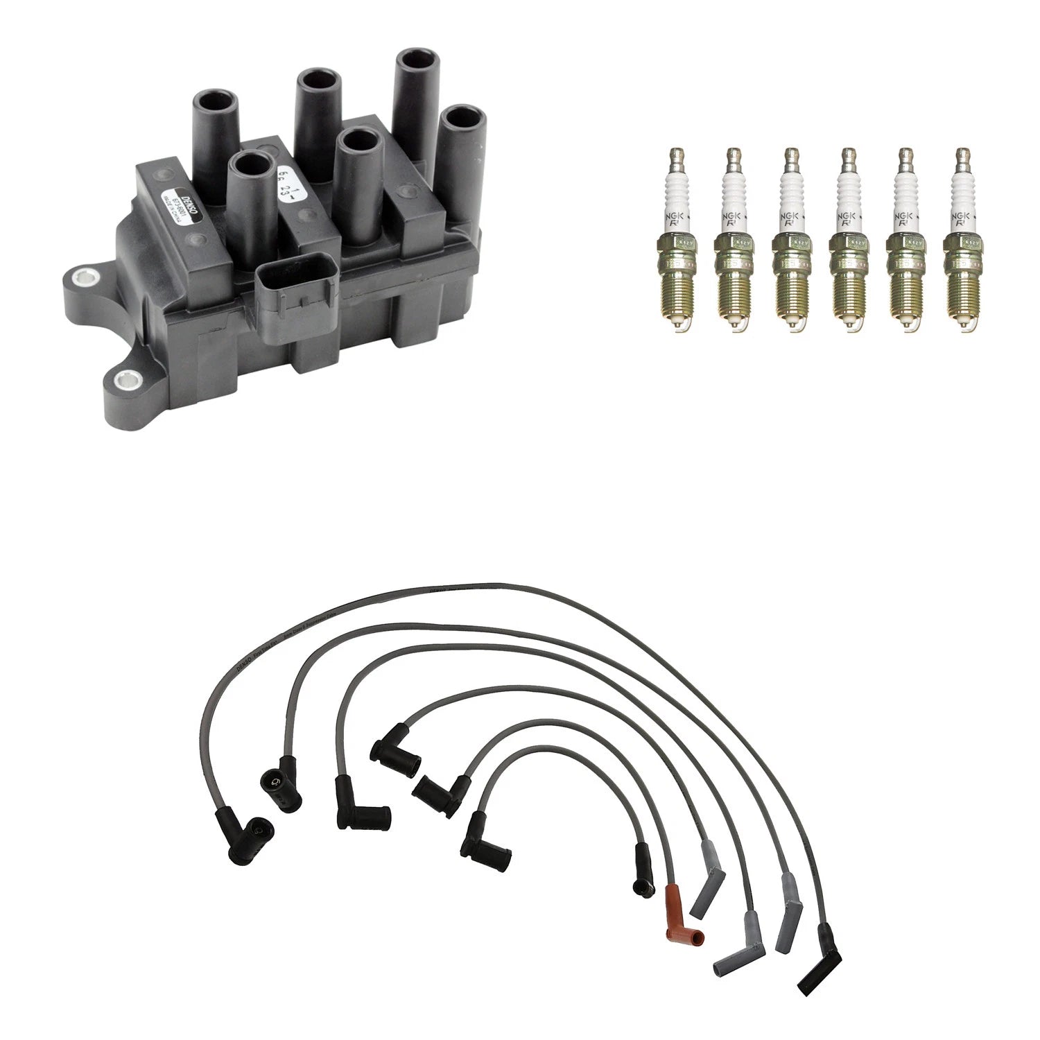 Denso Ignition Coil Wires & 6 NGK Spark Plugs for Ranger V6 (1993–2011)