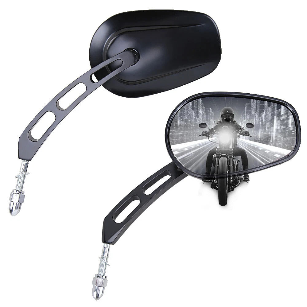 Gloss Black 8mm Rear View Side Mirrors for Harley Softail Dyna Touring (1982–2024)