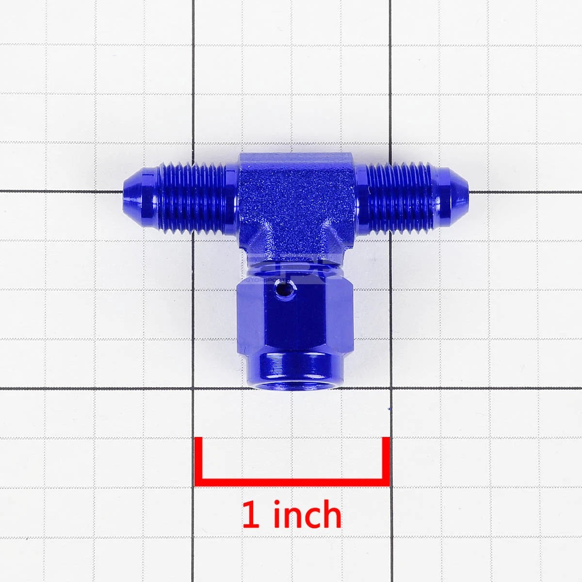 3AN Male to 3AN Female Center Port Flare Tee Fitting - Blue Anodized