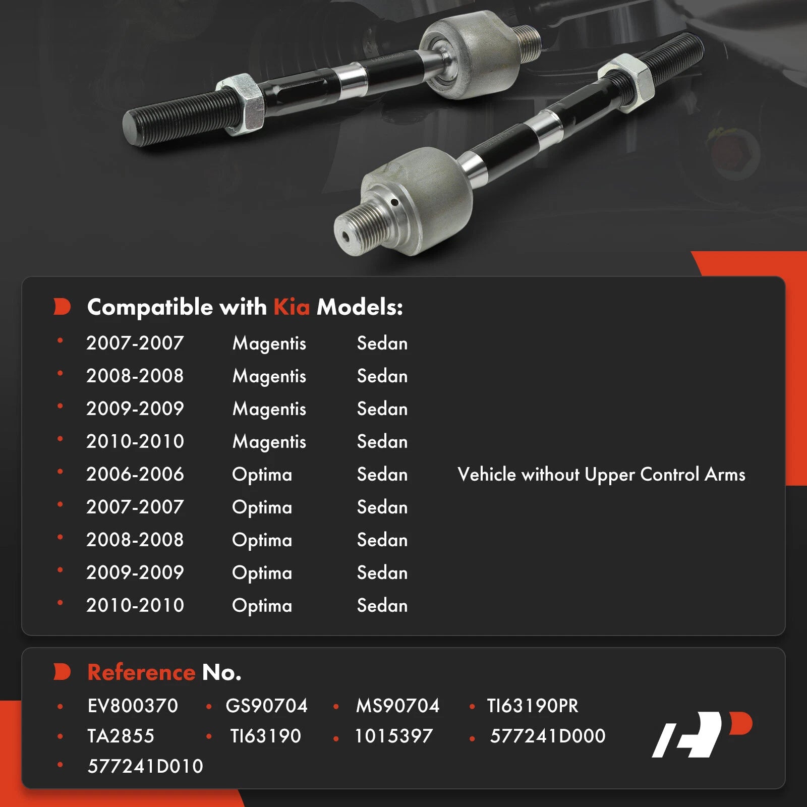 2X Front Outer Tie Rod Ends for Kia Optima, Magentis (2006-2010)