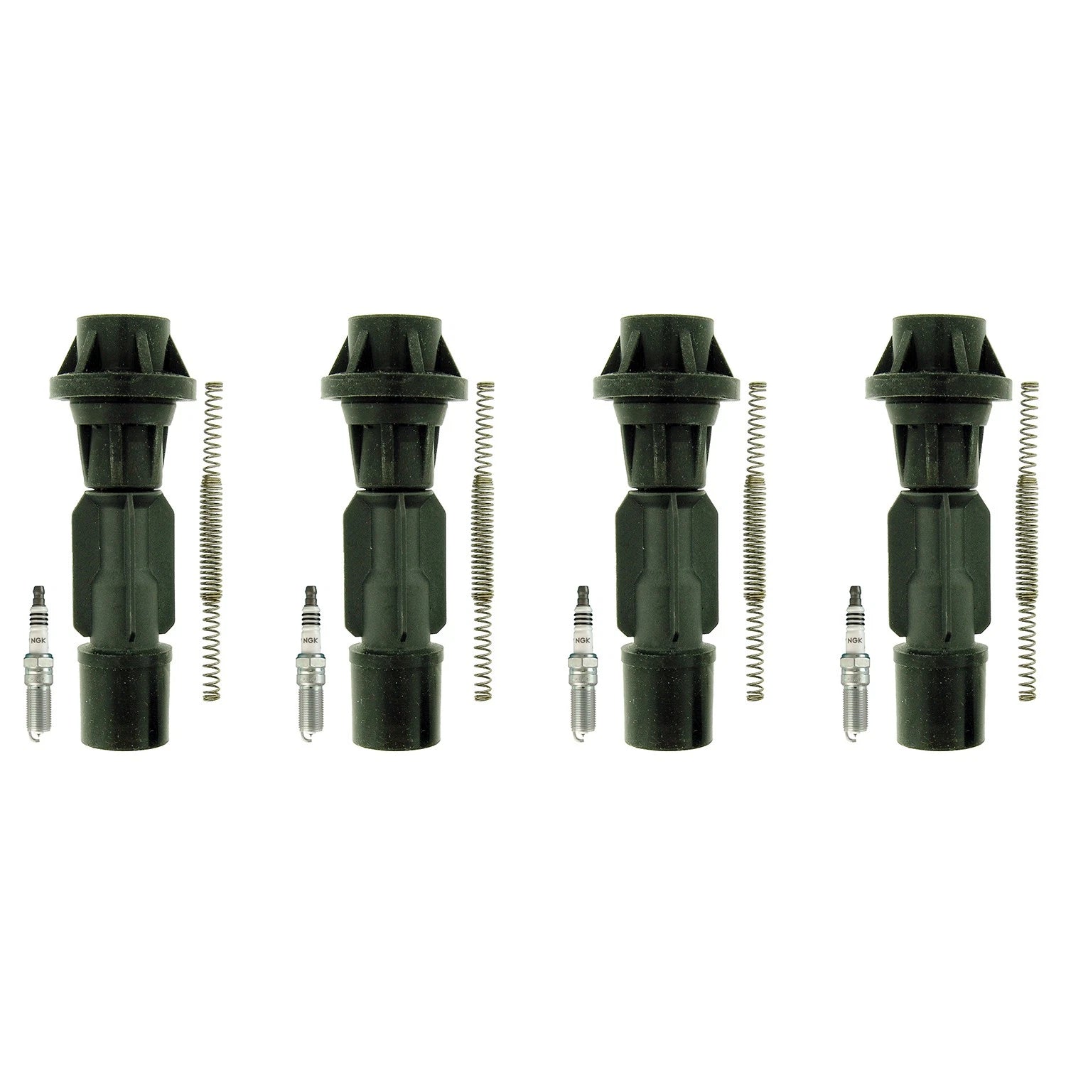 Set of 4 NGK Iridium IX Spark Plugs & Coil Boots for Mazda MX-5 Miata (2006–2015)