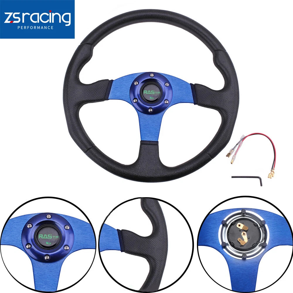 6 Bolt Blue Aluminum 14" Racing Steering Wheel for Universal Fit