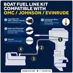 Fuel Line Kit 3/8" x 6' for OMC Johnson Evinrude Marine (EPA/CARB)