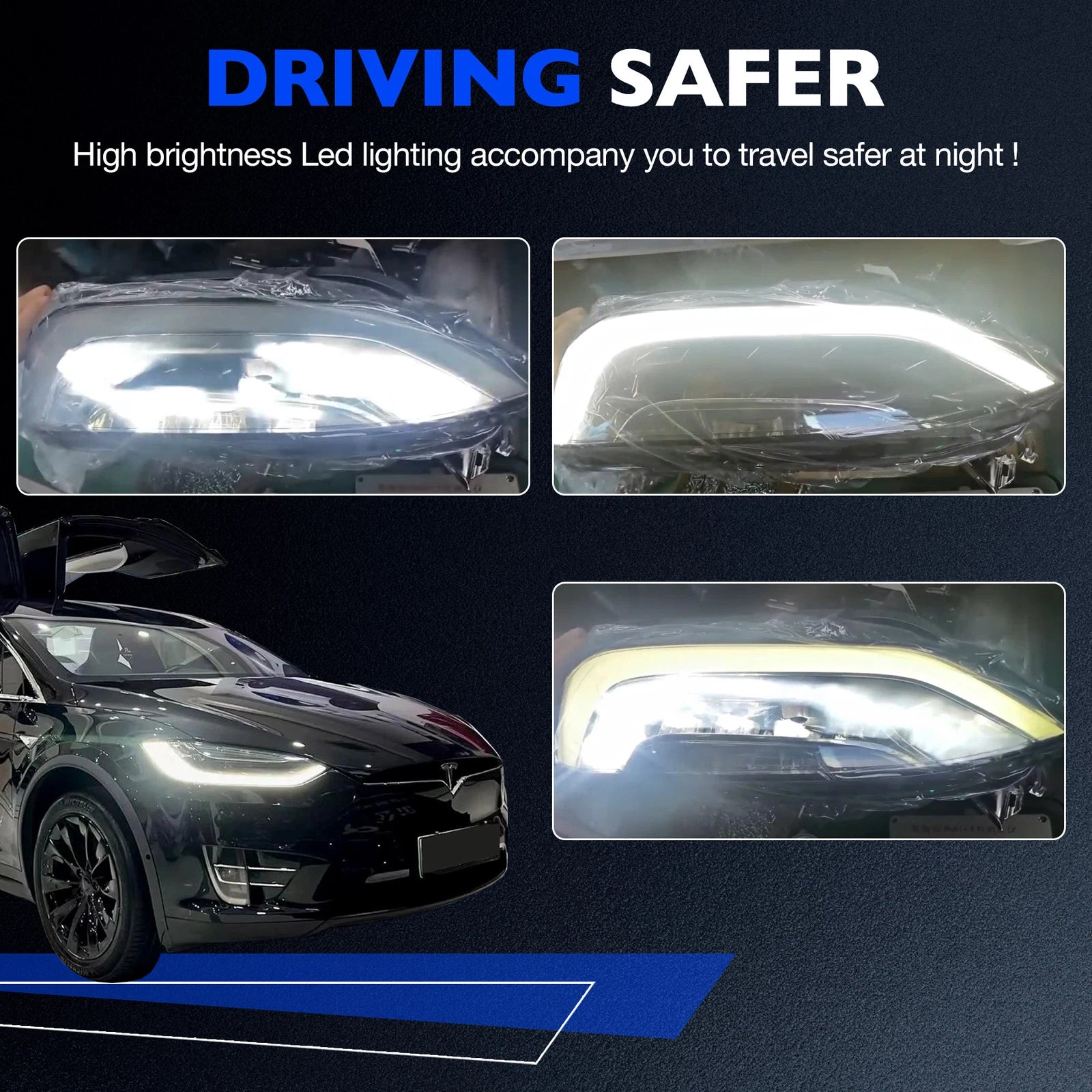LED Headlight Assembly for Tesla Model X Plaid (2022–2024)